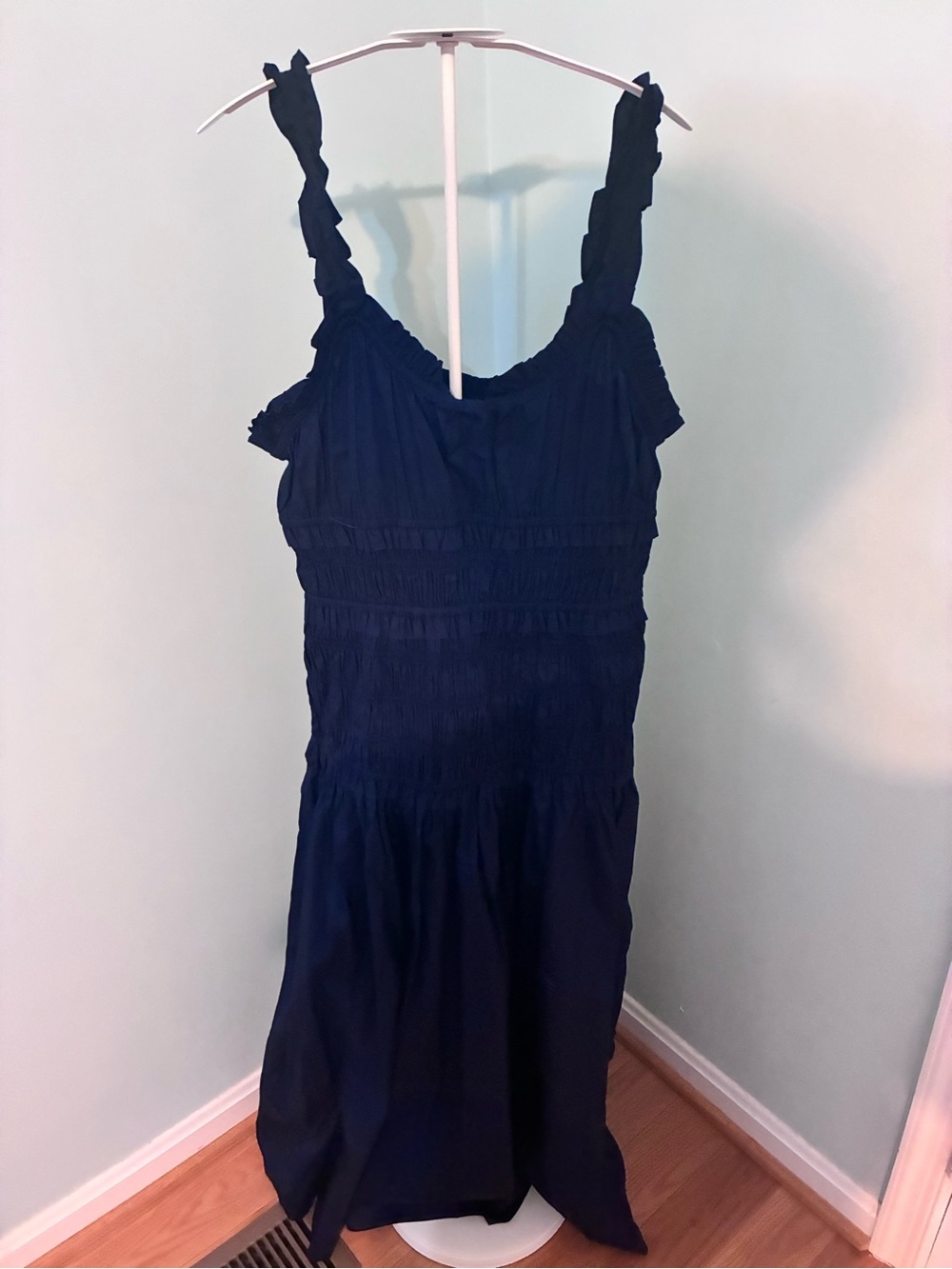 Caroline Constas Dark Navy Ruffled Strap Maxi Dress
